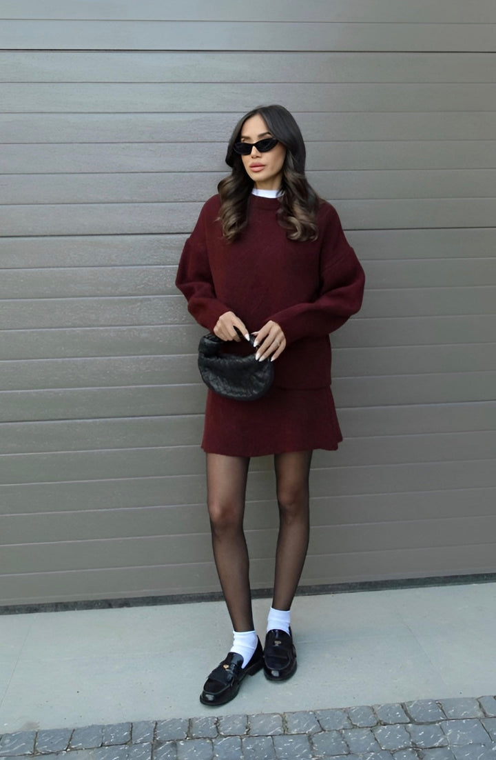 Mia | Ensemble d'hiver tendance (pull et jupe assortis) 